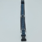Preview: Halsband schwarz-blau-grau mit edler Bordüre verstellbar & gepolstert